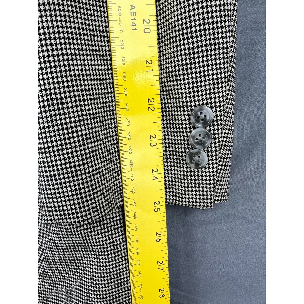 Vintage Wang's Fashions Blazer Men 44 Black White Houndstooth Red Paisley Lining